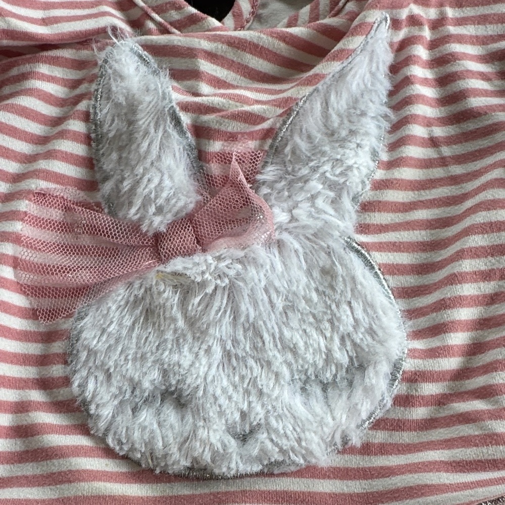 btween Pink Striped Bunny Tulle Dress with Glitter Waist - Picture 3 of 4